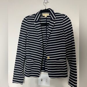 Michael Kors Navy and White Striped Blazer